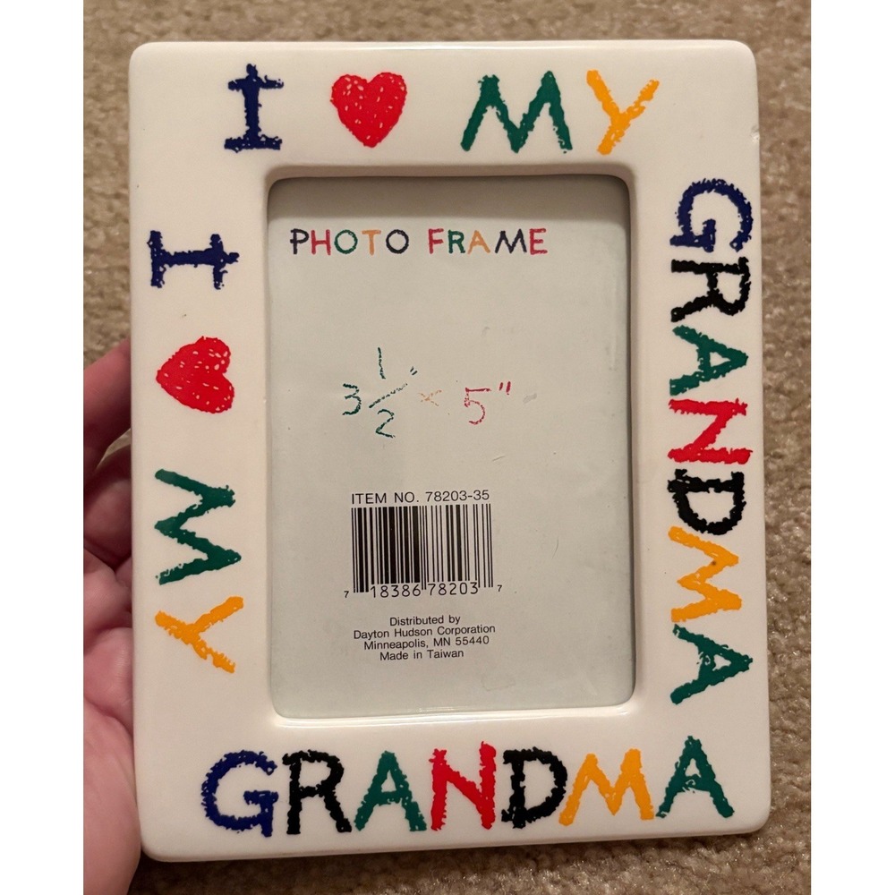 I Love My Grandma Picture Frame 3.5x5 Inches Ceramic/Resin, 90s Vintage- Read